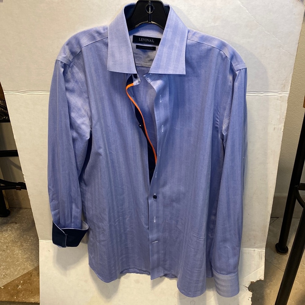 Levinas contemporary fit blue men’s dress shirt